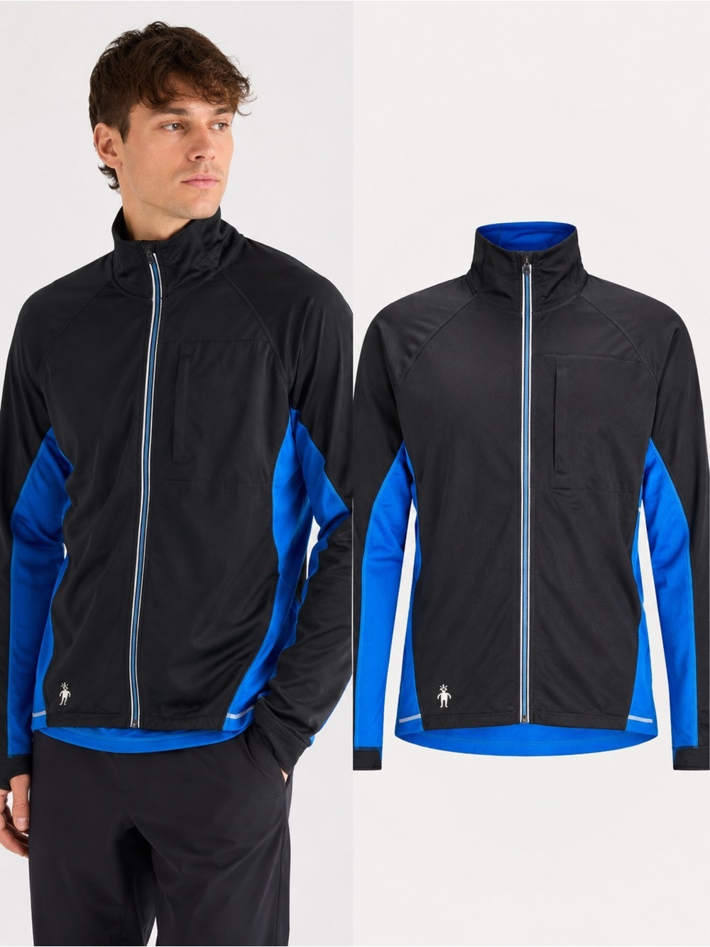 Smartwool PhD | Full Zip Athletic Running Jacket | Blue Black | Men’s Large